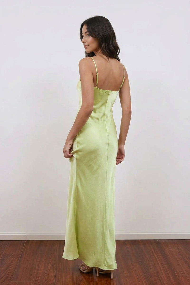 Straps Green Embroidery Floral Applique Bridesmaid Dress Prom Dress-Pgmdress