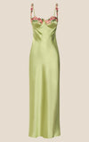 Straps Green Embroidery Floral Applique Bridesmaid Dress Prom Dress-Pgmdress