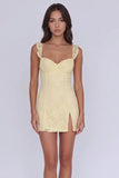 Sheath Off the Shoulder Yellow Short Homecoming Dress with Slit