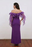 Sheath Purple Long Mother of the Bride Dress with Ruffles-Pgmdress