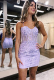 Sheath Spaghetti Straps Lace Appliques Tight Homecoming Dresses PD500-Pgmdress