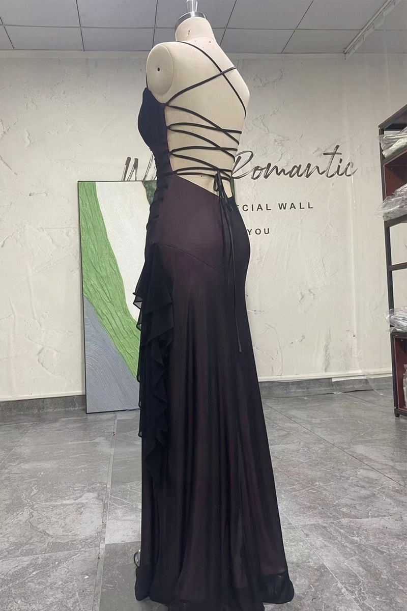 Sheath Vintage Black Pink Tulle Prom Dress 90s Party Dress-Pgmdress