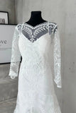 Sheath Unique Lace Long Sleeves Bohemian Wedding Dress WD752