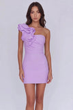 Simple Ivory One Shoulder Satin Tight Homecoming Dress Party Dress-Pgmdress