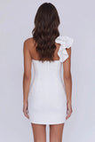 Simple Ivory One Shoulder Satin Tight Homecoming Dress Party Dress-Pgmdress
