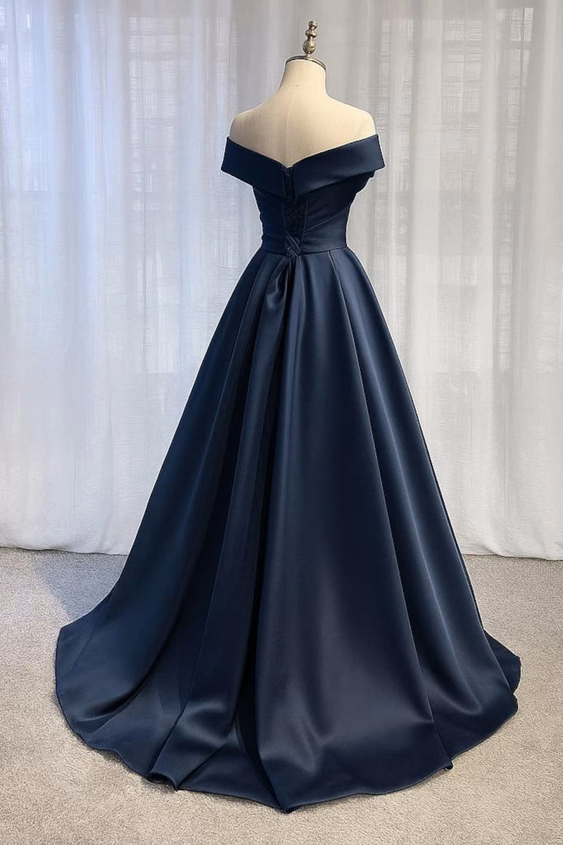 Simple Off Shoulder A line Long Evening Dress Prom Dress PG585