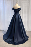 Simple Off Shoulder A line Long Evening Dress Prom Dress PG585