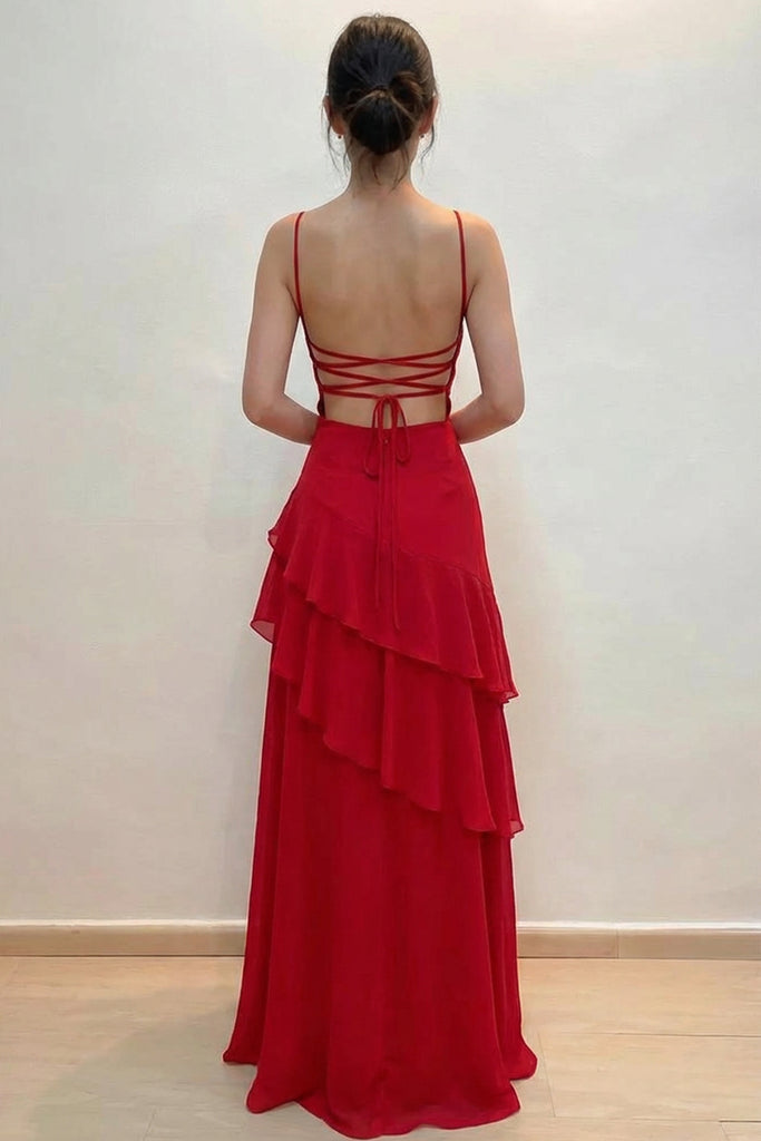 Spaghetti Straps Sweetheart Tiered Ruffle Simple Chiffon Prom Dress Pgmdress Spaghetti Straps Sweetheart Tiered Ruffle Simple Chiffon Prom Dress Pgmdress