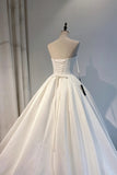 Simple Elegant Strapless Wedding Dress Lace-Up Back 1920s Bridal Gown