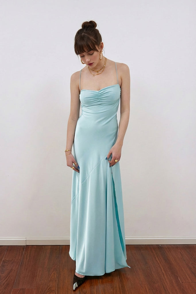 Simple Spaghetti Straps Satin Yellow Long Prom Dress PSK594 US6 / Red Simple Spaghetti Straps Satin Yellow Long Prom Dress PSK594 US6 / Red