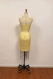 Sleeveless Yellow Embroidered Homecoming Dress with Side Slit-Pgmdress