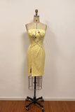 Sleeveless Yellow Embroidered Homecoming Dress with Side Slit-Pgmdress