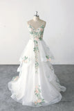 Spaghetti Strap Green Lace Forest Wedding Dress Fairy Bridal Gown-Pgmdress