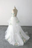 Spaghetti Strap Green Lace Forest Wedding Dress Fairy Bridal Gown-Pgmdress