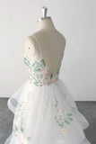 Spaghetti Strap Green Lace Forest Wedding Dress Fairy Bridal Gown-Pgmdress