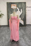 Spaghetti Strap Vintage Pink Prom Dress Party Dress with Shawl-Pgmdress