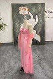 Spaghetti Strap Vintage Pink Prom Dress Party Dress with Shawl-Pgmdress