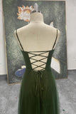 Spaghetti Straps 90S Green Prom Dress Vintage Green Prom Gown-Pgmdress