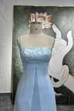 Spaghetti Straps 90S Vintage Light Blue Prom Dress Party Dress-Pgmdress