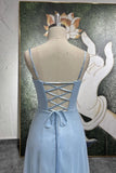 Spaghetti Straps 90S Vintage Light Blue Prom Dress Party Dress-Pgmdress