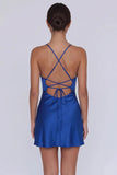Spaghetti Straps Burgundy Bodycon Short Homecoming Dress-Pgmdress