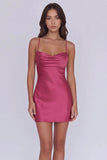 Spaghetti Straps Burgundy Bodycon Short Homecoming Dress-Pgmdress