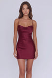Spaghetti Straps Burgundy Bodycon Short Homecoming Dress-Pgmdress