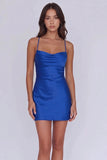 Spaghetti Straps Burgundy Bodycon Short Homecoming Dress-Pgmdress