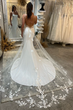 Spaghetti Straps Lace Beach Mermaid Court Train Wedding Dress  WD648-Pgmdress