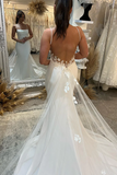 Spaghetti Straps Lace Beach Mermaid Court Train Wedding Dress  WD648-Pgmdress