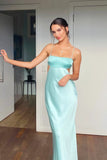 Spaghetti Straps Sexy Aqua Blue Cutout Prom Dress with Open Back
