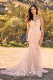 Spaghetti Straps Sweetheart Mermaid Bohemian Wedding Dress-Pgmdress
