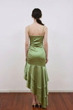 Spaghetti Straps Ruffles Sleeveless Green Long Prom Dress PSK721-Pgmdress