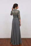 Sparkly Grey Chiffon Sheath Floor-Length Mother of the Bride Dress-Pgmdress