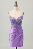 Sparkly Light Blue Sequined Tight Corset Short Homecoming Dress