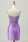 Sparkly Light Blue Sequined Tight Corset Short Homecoming Dress