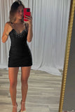Sparkly Royal Blue Bodycon Corset Homecoming Dress With Beading-Pgmdress