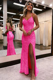 Sparkly Sequin Long Glitter Prom Tight Party Dress With Split  PSK443