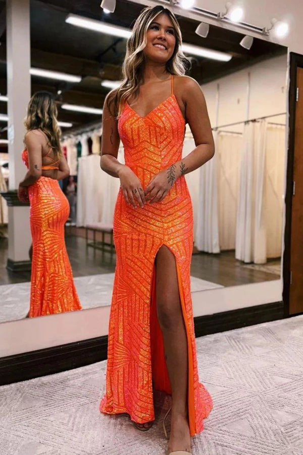 mermaid orange prom dresses gorgeous dress for black girls cc397 CherryPromDress Wondering where to get a designer ball dress? 2026 Orange Beaded Mermaid Prom