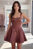 Sparkly Short Corset A Line Homecoming Dress Party Dress with Pearls-Pgmdress