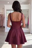 Sparkly Short Corset A Line Homecoming Dress Party Dress with Pearls-Pgmdress