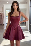 Sparkly Short Corset A Line Homecoming Dress Party Dress with Pearls-Pgmdress