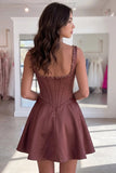Sparkly Short Corset A Line Homecoming Dress Party Dress with Pearls-Pgmdress