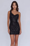 Sparkly Short Sequin Tight Black Homecoming Dress Graduation Dress-Pgmdress