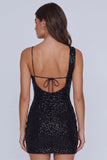 Sparkly Short Sequin Tight Black Homecoming Dress Graduation Dress-Pgmdress