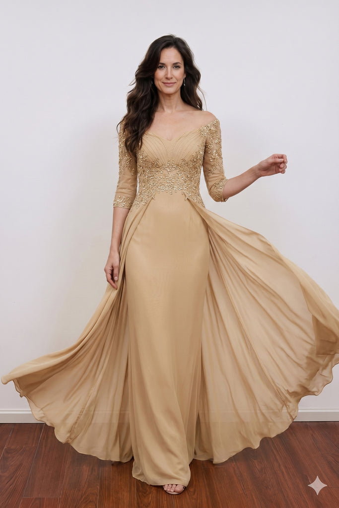 Sparkly Grey Chiffon Sheath Floor-Length Mother of the Bride Dress-Pgmdress