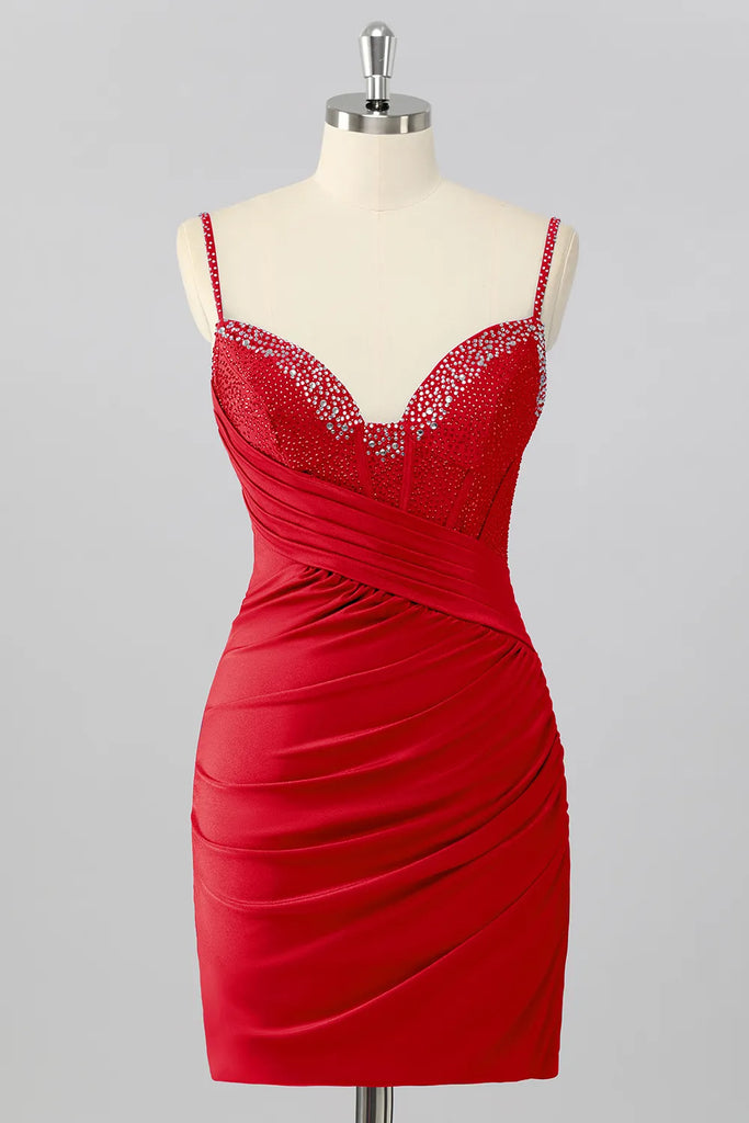 Sparkly Royal Blue Bodycon Corset Homecoming Dress With Beading-Pgmdress