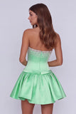 Strapless Beaded Hot Pink Homecoming Dress Party Dress with Bow-Pgmdress