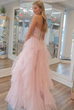 Strapless Light Pink Sequin Beaded Tulle Stunning Prom Dress PSK476-Pgmdress