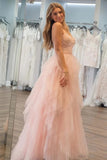 Strapless Light Pink Sequin Beaded Tulle Stunning Prom Dress PSK476-Pgmdress